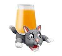 SHANGYU Posavasos con impresión 3D para gatos, posavasos divertidos para gatos, creativos, coasters de gatos con impresión 3D, para bebidas, regalo para amantes de los gatos (gris)