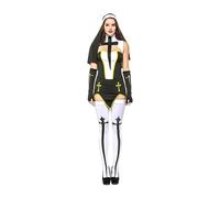 SHANHE S-3XL Disfraz de monja sexy Traje completo Halloween Mujeres adultas Hermana católica Monja Cosplay Fiesta de disfraces-Style1,XXL