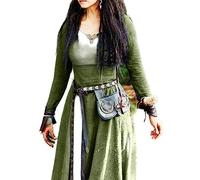 SHANHE Vestido Maxi De Manga Larga Medieval Vestido De Mujer Vestido De Elfo De Hadas Vintage Renacimiento Celta Vikingo Ropa Gótica Bola De Fantasía -Verde,L