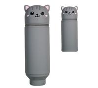 SHANHUHAI Estuche de silicona con lazos para lápices, estuche de silicona suave para la escuela, extensible con forma de gato.