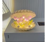 SHANJIA Lámpara Nocturna De Tulipanes De Concha, lámpara nocturna de tulipanes de bricolaje, lámpara nocturna,lámpara de Concha decora el ambiente (Morado, 10 Tulipanes terminados)