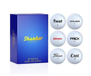 Shanker Golf Balls Hero Edition - Bolas horribles groseras - Divertido Regalo de Broma Original para Golfistas (juego de 6, novedad, calidad de juego) - Caja de Regalo con Sello Dorado