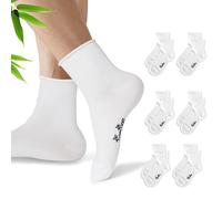 SHANN BambúSoft-Calcetines sin goma 35-40, Blanco, 6 Pares,diseño sin elásticos que no aprieta, comodo ytranspirable,suave con composicion de 90% deviscosabambu, ideal para uso diario