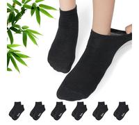 SHANN BambuSoft-Calcetines tobillero tanspirable 35-40, Negro, 6 pares,diseño elasticos que no aprieta, comodo y transpirable,suave con composicion de 90% de viscosabambu, ideal parauso diario