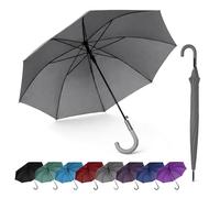 SHANN Paragua Largo Automatico Antiviento Tamaño normal para mujer,Jovenes, Impermeable, Mango Curvo, Resistente al Viento. Ideal para los dias de Lluvia.