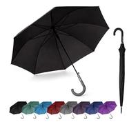 SHANN Paragua Largo Automatico Antiviento Tamaño normal para mujer,Jovenes, Impermeable, Mango Curvo, Resistente al Viento. Ideal para los dias de Lluvia.