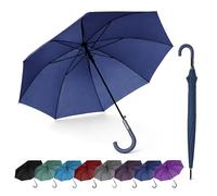 SHANN Paragua Largo Automatico Antiviento Tamaño normal para mujer,Jovenes, Impermeable, Mango Curvo, Resistente al Viento. Ideal para los dias de Lluvia.