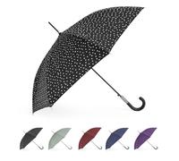 SHANN Paragua Largo Automatico Antiviento Tamaño normal para mujer,Jovenes, Impermeable, Mango Curvo, Resistente al Viento. Ideal para los dias de Lluvia.