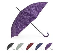 SHANN Paragua Largo Automatico Antiviento Tamaño normal para mujer,Jovenes, Impermeable, Mango Curvo, Resistente al Viento. Ideal para los dias de Lluvia.