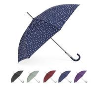 SHANN Paragua Largo Automatico Antiviento Tamaño normal para mujer,Jovenes, Impermeable, Mango Curvo, Resistente al Viento. Ideal para los dias de Lluvia.