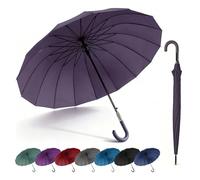 SHANN Paragua Largo Clasico Grande Automatico Resistente al Viente, Impermeable, Mango Curvo, Grande y Elegante para Hombre y Mujer