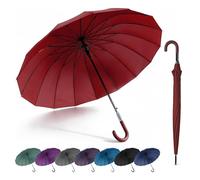 SHANN Paragua Largo Clasico Grande Automatico Resistente al Viente, Impermeable, Mango Curvo, Grande y Elegante para Hombre y Mujer