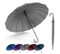 SHANN Paragua Largo Clasico Grande Automatico Resistente al Viente, Impermeable, Mango Curvo, Grande y Elegante para Hombre y Mujer