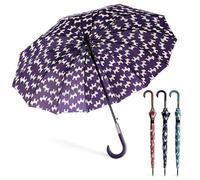 SHANN Paragua Largo Clasico Grande Automatico Resistente al Viente, Impermeable, Mango Curvo, Grande y Elegante para Hombre y Mujer