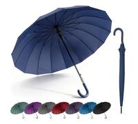 SHANN Paragua Largo Clasico Grande Automatico Resistente al Viente, Impermeable, Mango Curvo, Grande y Elegante para Hombre y Mujer