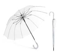 SHANN Paragua Largo Clasico Grande Automatico Resistente al Viente, Impermeable, Mango Curvo, Grande y Elegante para Hombre y Mujer