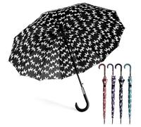 SHANN Paragua Largo Clasico Grande Automatico Resistente al Viente, Impermeable, Mango Curvo, Grande y Elegante para Hombre y Mujer