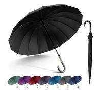 SHANN Paragua Largo Clasico Grande Automatico Resistente al Viente, Impermeable, Mango Curvo, Grande y Elegante para Hombre y Mujer