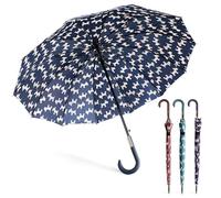 SHANN Paragua Largo Clasico Grande Automatico Resistente al Viente, Impermeable, Mango Curvo, Grande y Elegante para Hombre y Mujer