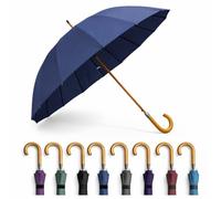 SHANN Paragua Largo XXL Clasico Automatico Resistente al Viente, Impermeable, Mango Curvo, Grande y Elegante para Hombre y Mujer