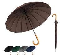 SHANN Paragua Largo XXL Clasico Automatico Resistente al Viente, Impermeable, Mango Curvo, Grande y Elegante para Hombre y Mujer