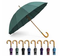 SHANN Paragua Largo XXL Clasico Automatico Resistente al Viente, Impermeable, Mango Curvo, Grande y Elegante para Hombre y Mujer