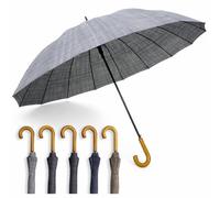 SHANN Paragua Largo XXL Clasico Automatico Resistente al Viente, Impermeable, Mango Curvo, Grande y Elegante para Hombre y Mujer