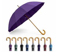 SHANN Paragua Largo XXL Clasico Automatico Resistente al Viente, Impermeable, Mango Curvo, Grande y Elegante para Hombre y Mujer