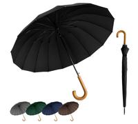 SHANN Paragua Largo XXL Clasico Automatico Resistente al Viente, Impermeable, Mango Curvo, Grande y Elegante para Hombre y Mujer