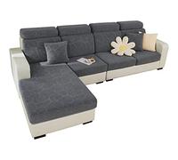 SHANNA Ajustable Funda Sofa 3 2 1 Plazas Chaise Long, Funda para Sofa Cubre Elástica Resistente al Desgaste, Universal Protector de Asiento Fundas de Cojín (Hojas Gris, Cojín Respaldo)