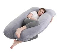 SHANNA Almohada de Embarazo, Almohada de Cuerpo Completo con Forma de U Grande, Sleep Confort Almohada con Funda de Terciopelo Reemplazable y Lavable para Dormir y Alimentar, 70 x 145 cm Rosa+Púrpura