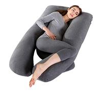 SHANNA Almohada de Embarazo, Almohada Extragrande para Adultos, Almohada Corporal para Maternidad y Sleep Confort, Almohada en Forma de u, con Funda Extraíble y Lavable, 70 x 145 cm Gris Tejido
