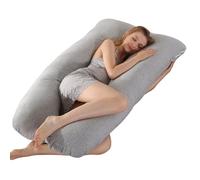 SHANNA Almohada de Embarazo, Almohada Extragrande para Adultos, Almohada Corporal para Maternidad y Sleep Confort, Almohada en Forma de u, con Funda Extraíble y Lavable, Algodón de Punto Gris Claro