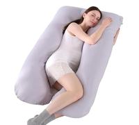 SHANNA Almohada de Embarazo, Almohada Extragrande para Adultos, Almohada Corporal para Maternidad y Sleep Confort, Almohada en Forma de u, con Funda Extraíble y Lavable, 70 x 145 cm Gris Claro