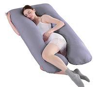 SHANNA Almohada de Embarazo, Almohada Extragrande para Adultos, Almohada Corporal para Maternidad y Sleep Confort, Almohada en Forma de u, con Funda Extraíble y Lavable, 70 x 130 cm Gris