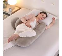 SHANNA Almohada Embarazada Dormir, Sleep Confort Almohada, 2024 Nuevo Almohada de Lactancia Corporal, Almohada Apoyo y Cuerpo Completo para Eembarazo con Funda de Extraíble Lavables (Caqui)