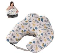 SHANNA Cojín de Lactancia para Bebés: 100% Algodón, Cojín de Lactancia en Forma de U, Cojín de Embarazo Ergonómico, Cojín de Apoyo para Bebés, Funda Extraíble y Lavable (Azul Hoja)