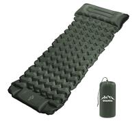 SHANNA Colchoneta isotérmica para acampar al aire libre: 8 cm de grosor, ultraligera, colchón inflable con bomba de pie integrada, resistente al agua, con almohada, para playa, senderismo (verde