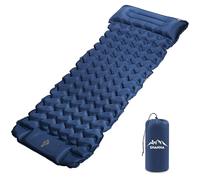 SHANNA Colchoneta para acampar al aire libre: 8 cm de espesor, ultraligera, de inflado rápido, con almohada, impermeable, compacta, con bomba de pie integrada para viajes (azul marino--BB)