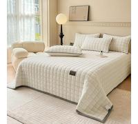 SHANNA Edredón Extra Grande de Terciopelo de Leche: Cubrecama Suave Hipoalergénico 230 X 250 Cm con 2 Fundas de Almohada a Juego 50 X 70 Cm (Beige)