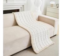 SHANNA Fundas De Cojines para Sofá De Terciopelo Acolchado, Nueva Y Gruesa, Antideslizante, Resistente, Protector Cómodo para Salón (Blanco Hueso, 70×210cm)