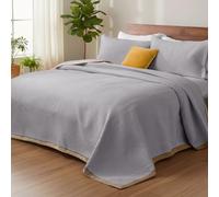 SHANNA Juego de Colcha 3 Piezas: Colcha tamaño King para Todo el año, 220x240 cm, con 2 Fundas de Almohada 50x70 cm, Ideal para decoración de Dormitorio (Gris Claro-A)