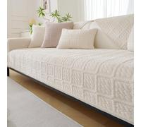 SHANNA Leche Terciopelo Funda Sofa 2 y 3 Plazas Ajustable Chaise Long Protector Cubre Sofa, Grandes Fundas Sofá Antideslizante Universal, Fundas de Sofá Súper Suave para Mascota, Crema 30 * 50cm