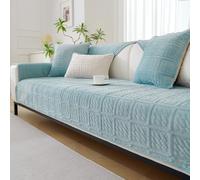 SHANNA Leche Terciopelo Funda Sofa 2 y 3 Plazas Ajustable Chaise Long Protector Cubre Sofa, Grandes Fundas Sofá Antideslizante Universal, Fundas de Sofá Súper Suave para Mascota, Azul 90 * 160cm