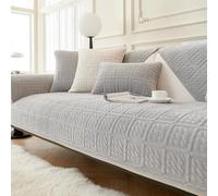 SHANNA Leche Terciopelo Funda Sofa 2 y 3 Plazas Ajustable Chaise Long Protector Cubre Sofa, Grandes Fundas Sofá Antideslizante Universal, Fundas de Sofá Súper Suave para Mascota, Gris Claro 90*120cm