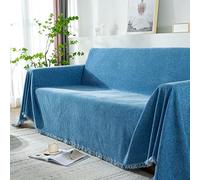 SHANNA Manta Grande Lavable Antideslizante Antifouling para Sofá con Borlas, Invierno (180 x 300 cm, Azul)