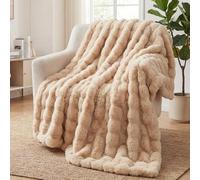 SHANNA Manta Sofa de Felpa de Conejo Super Suave Cálida, Gruesa Franela 1000 g/m² Manta Cama Multifuncional Esponjosa para Dormitorio Sofá Viajes Niños Camping Blanket(Caqui, 130 x 160 cm)