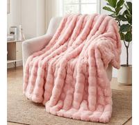 SHANNA Manta Sofa de Felpa de Conejo Super Suave Cálida, Gruesa Franela 1000 g/m² Manta Cama Multifuncional Esponjosa para Dormitorio Sofá Viajes Niños Camping Blanket(Rosa, 130 x 160 cm)