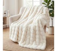 SHANNA Manta Sofa de Felpa de Conejo Super Suave Cálida, Gruesa Franela 1000 g/m² Manta Cama Multifuncional Esponjosa para Dormitorio Sofá Viajes Niños Camping Blanket(Blanco, 130 x 160 cm)