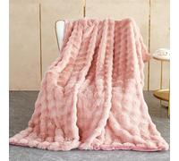 SHANNA Manta Sofa de Felpa de Conejo Super Suave Cálida, Gruesa Franela 1000 g/m² Manta Cama Multifuncional Esponjosa para Dormitorio Sofá Viajes Niños Camping Blanket(Rosa, 130 x 160 cm)